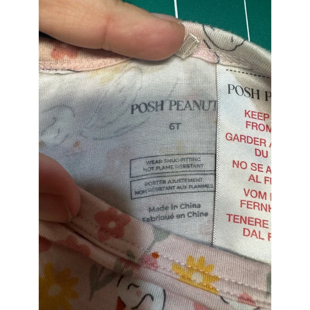 Posh Peanut Kids 6T Pink Floral Swan Bamboo Viscose Pajama Set Long Sleeve 2pc